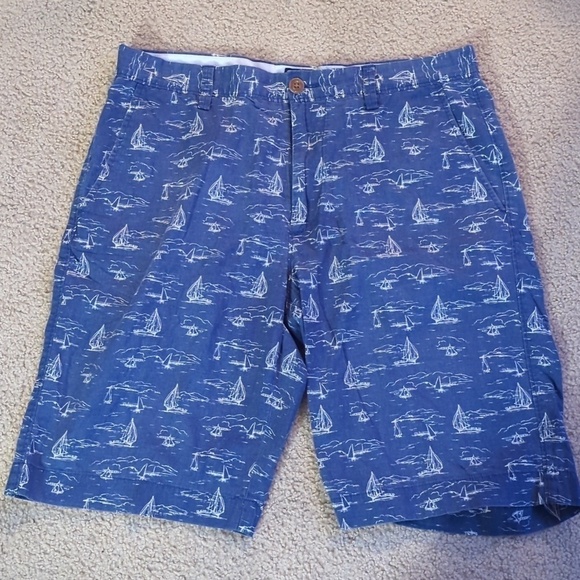 J. Crew Other - J.Crew Rivington Blue Nautical Sailboats Longer Shorts Size 32W